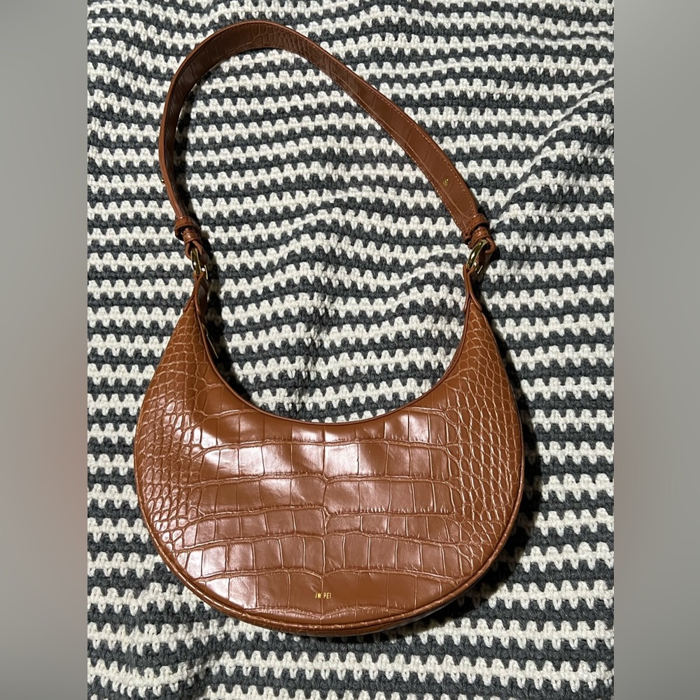JW PEI Carly Croc Saddle Bag - Acorn half moon circular